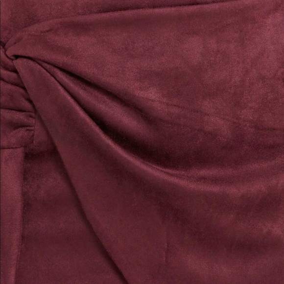 Faux Suede Wrap Mini Skirt Sarong Burgandy - Picture 4 of 5